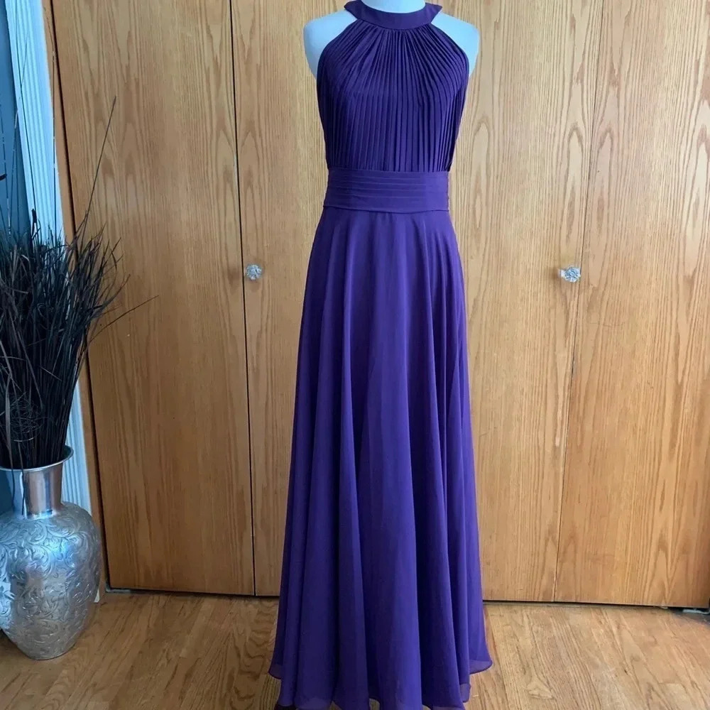 Allure Bridals Bridesmaids Halter Gown Maxi Dress Open Back Size 10